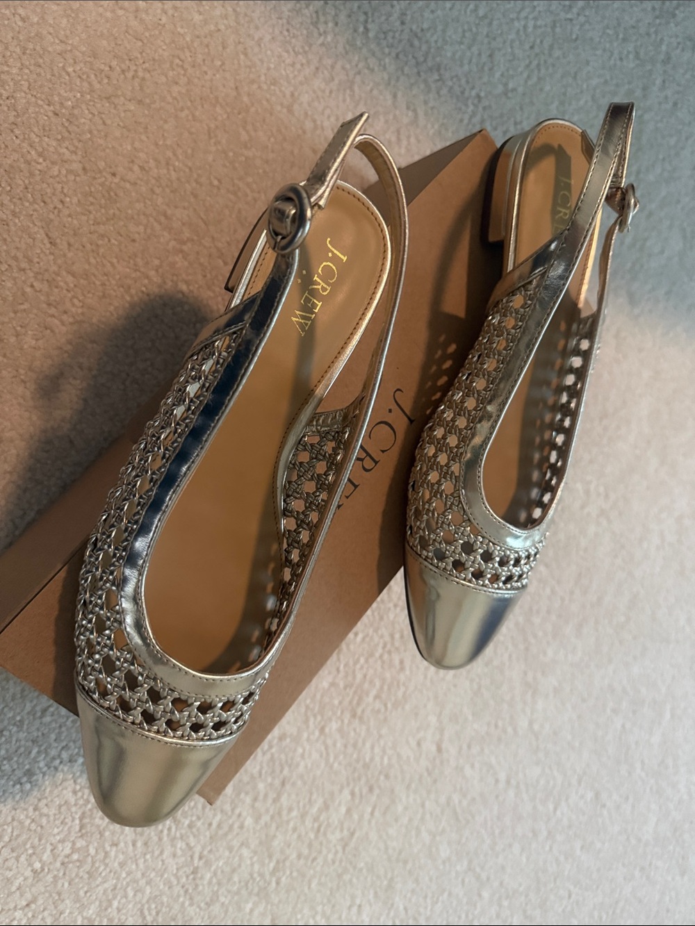 J Crew gold shoes size 9.5